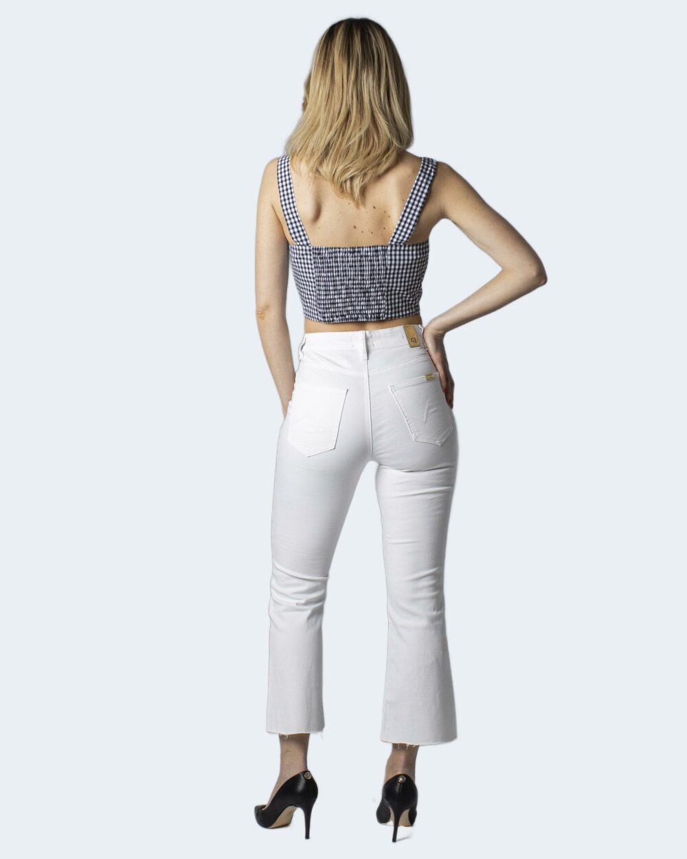 Top Gaudì Jeans cropped spalline Black-White - Foto 5
