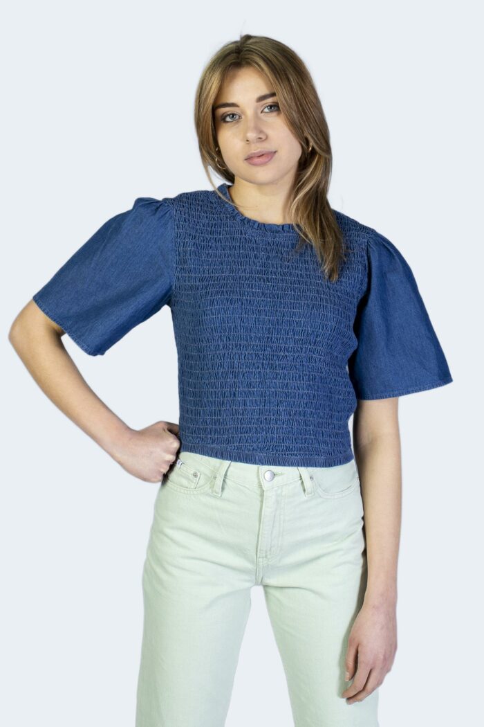 T-shirt Jacqueline de Yong jdywendy 2/4 smock top wvn Blue Denim