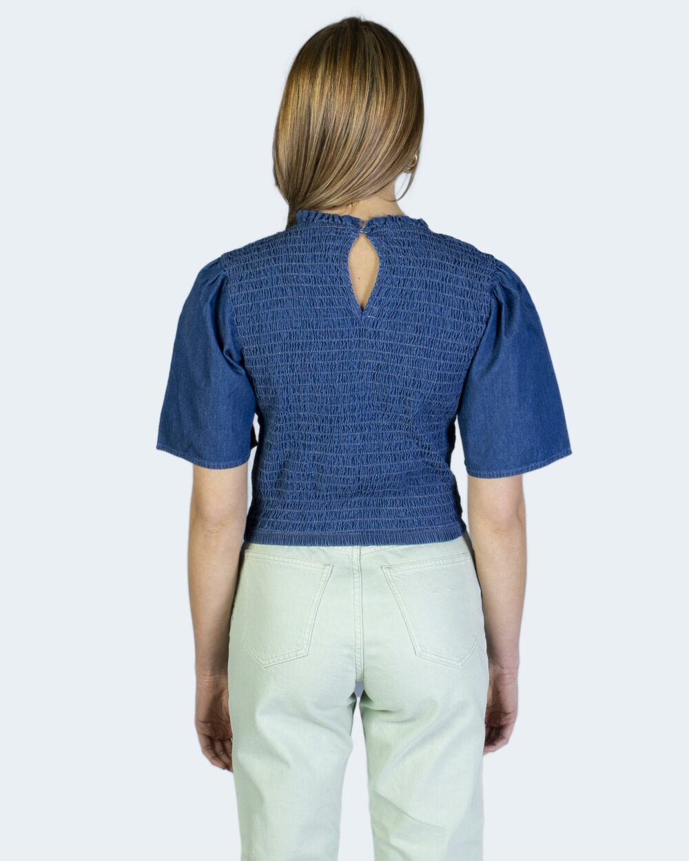 T-shirt Jacqueline de Yong jdywendy 2/4 smock top wvn Blue Denim - Foto 3