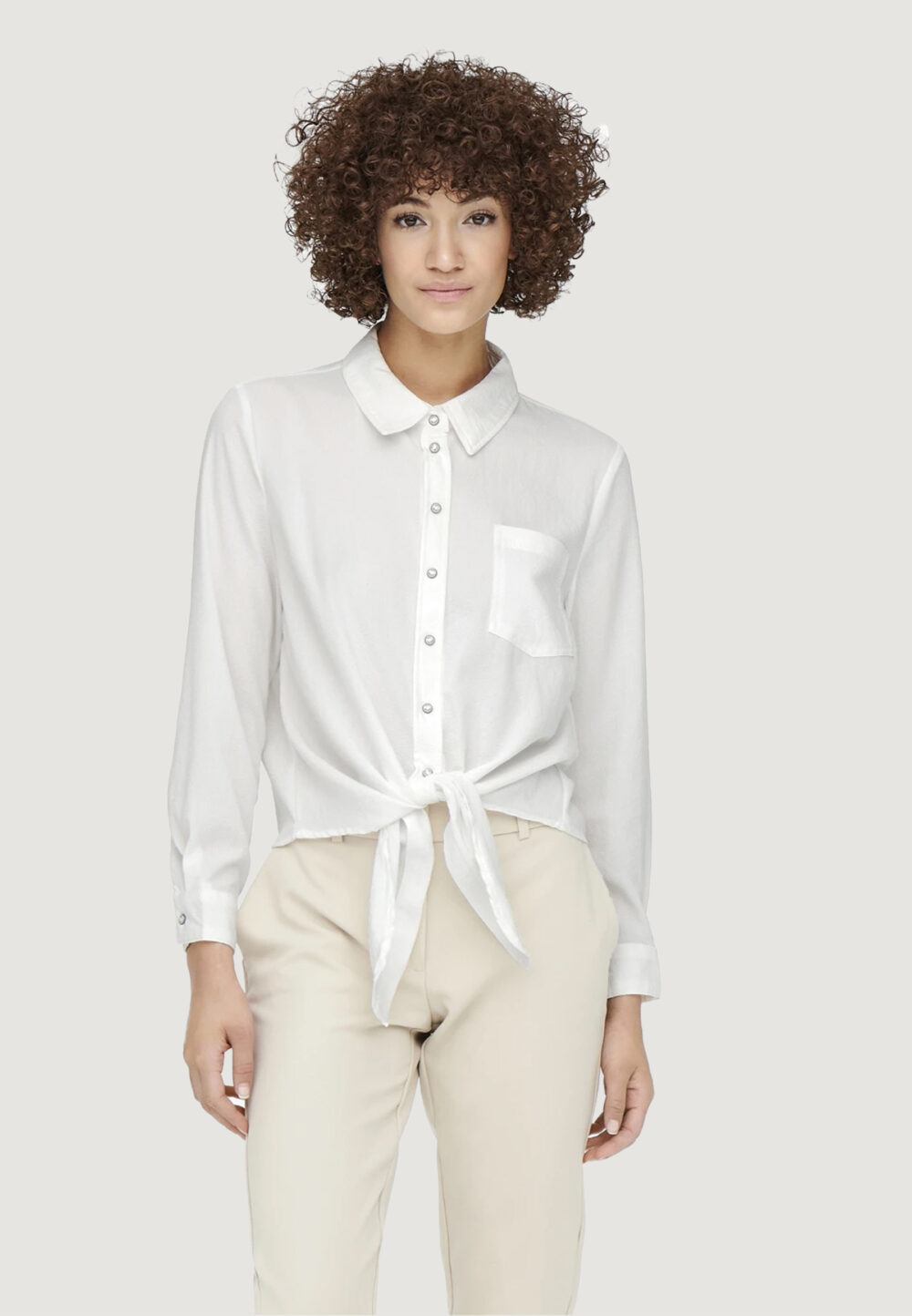 Bluse manica lunga Only onllecey ls knot shirt noos wvn Bianco - Foto 1