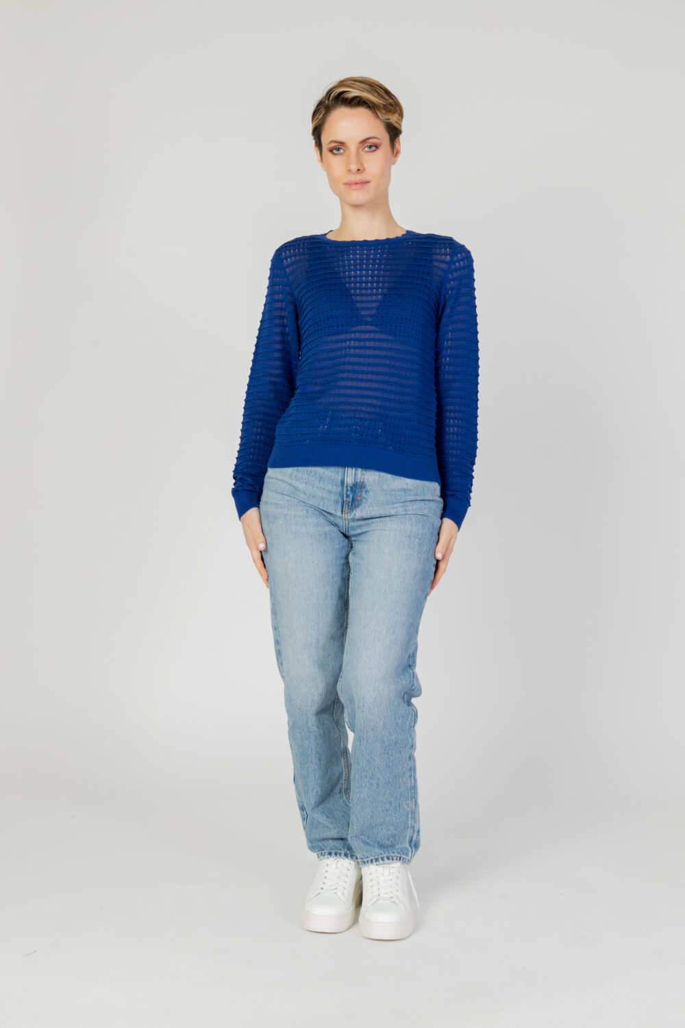 Maglia Vero Moda vmerica ls o-neck pullover ga boo Blu - Foto 5