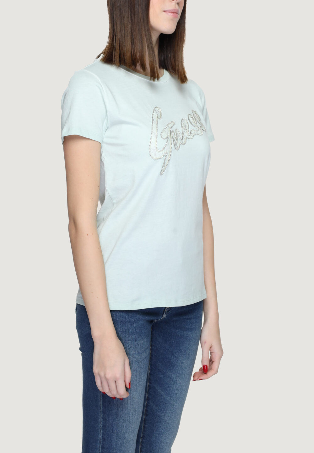 T-shirt Guess lace logo easy Menta - Foto 3