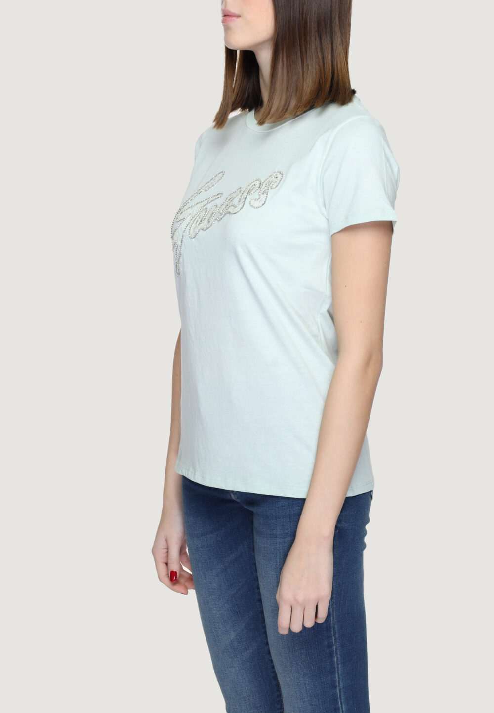 T-shirt Guess lace logo easy Menta - Foto 4