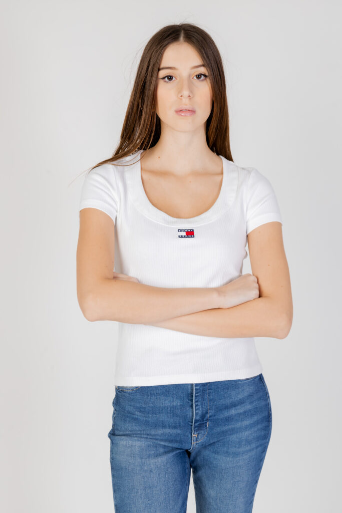 T-shirt Tommy Hilfiger Jeans slim badge rib Bianco
