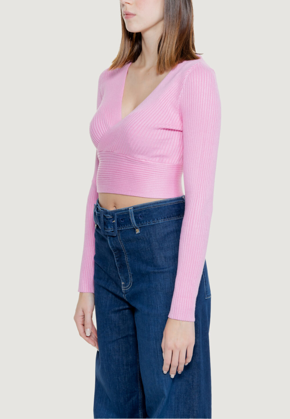 Top Only onlhonor ls v-neck cc knt Rosa - Foto 4