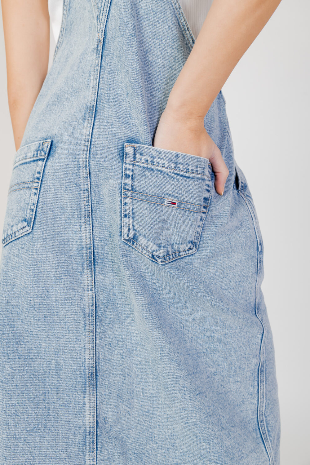 Tutina Tommy Hilfiger Jeans dungaree bf midi Denim chiaro - Foto 4