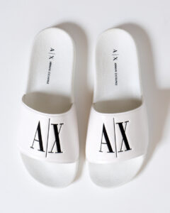 Ciabatte con fascia Armani Exchange logo lettere Bianco - Foto 1