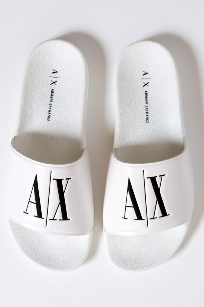 Ciabatte con fascia Armani Exchange logo lettere Bianco