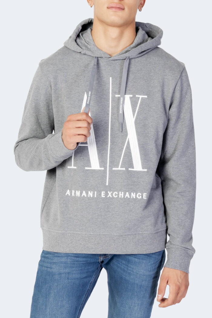 Felpa con cappuccio Armani Exchange sweatshirt Grigio Chiaro