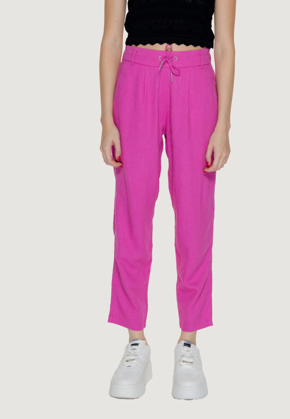 Pantaloni regular Only onlcaro-poptrash easy linen bl pnt noos Rosa - Foto 1