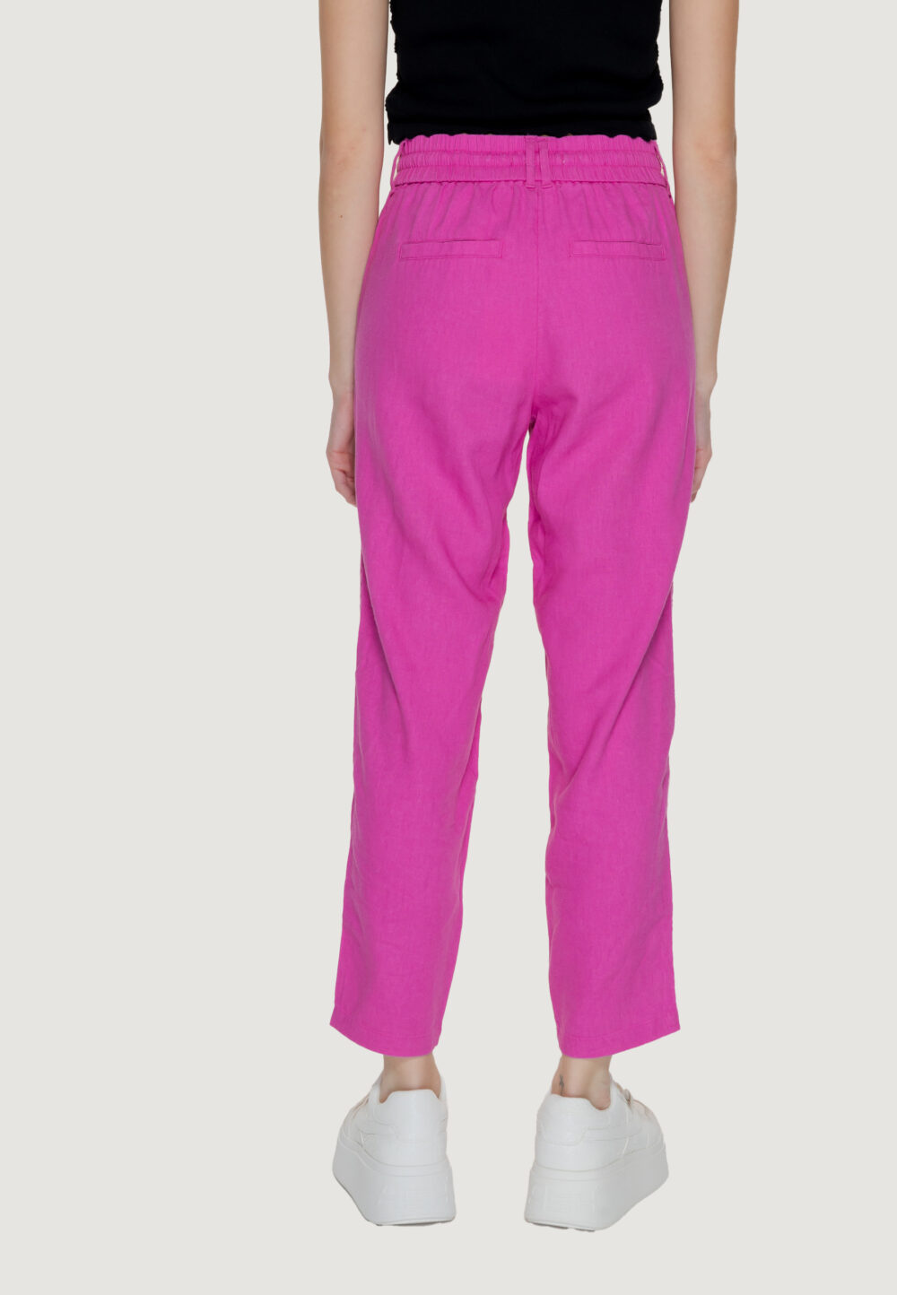 Pantaloni regular Only onlcaro-poptrash easy linen bl pnt noos Rosa - Foto 2