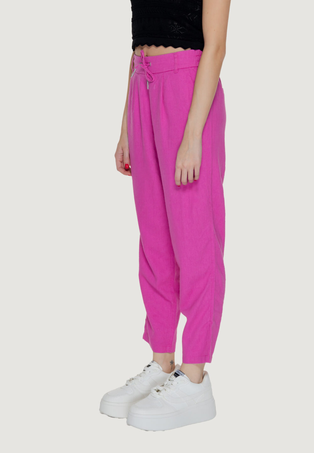 Pantaloni regular Only onlcaro-poptrash easy linen bl pnt noos Rosa - Foto 3