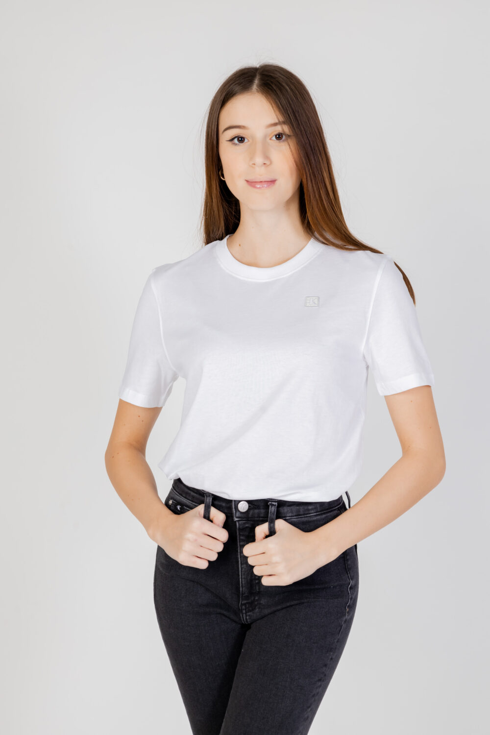 T-shirt Calvin Klein Jeans embro badge Bianco - Foto 1