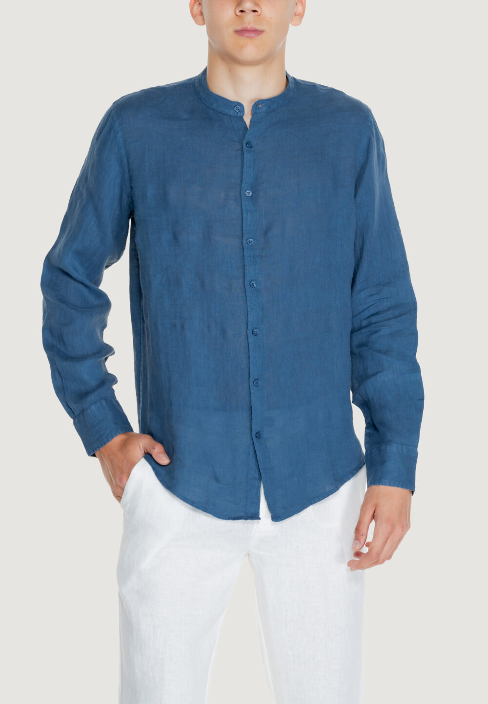 Camicia manica lunga Borghese 5terre - lino Denim - Foto 1