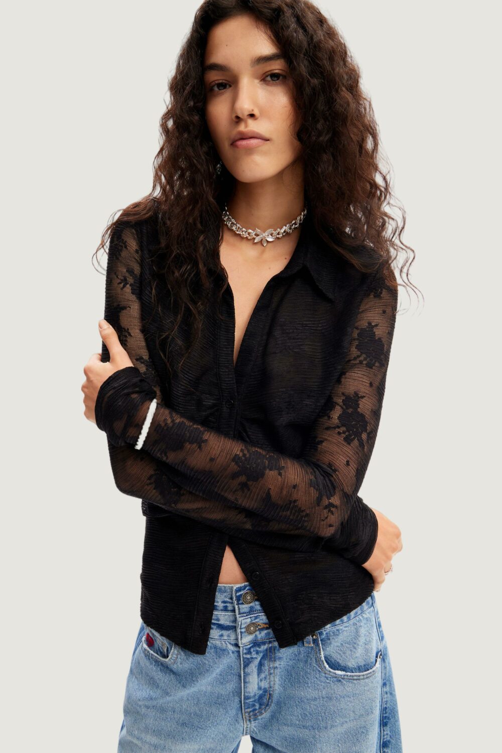 Camicia manica lunga Desigual abata Nero - Foto 1