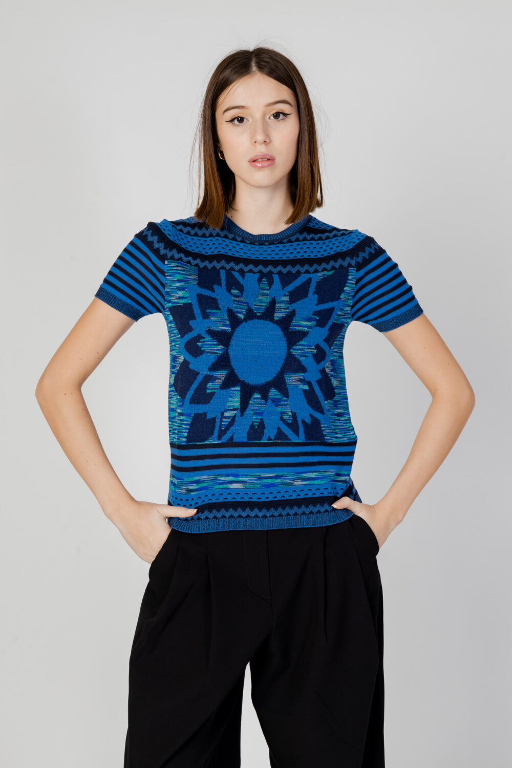 Maglia in filo manica corta Desigual sun blue Blu - Foto 1