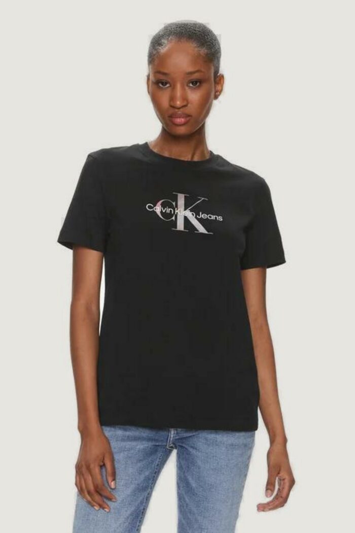 T-shirt Calvin Klein Jeans diffused monologo Nero