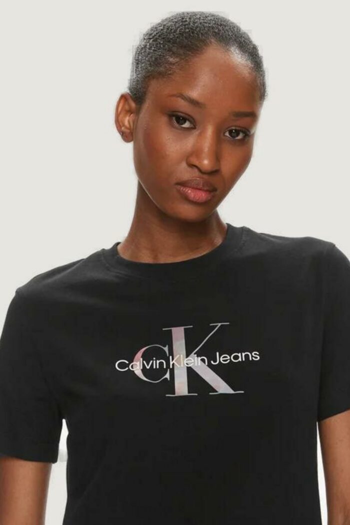 T-shirt Calvin Klein Jeans diffused monologo Nero