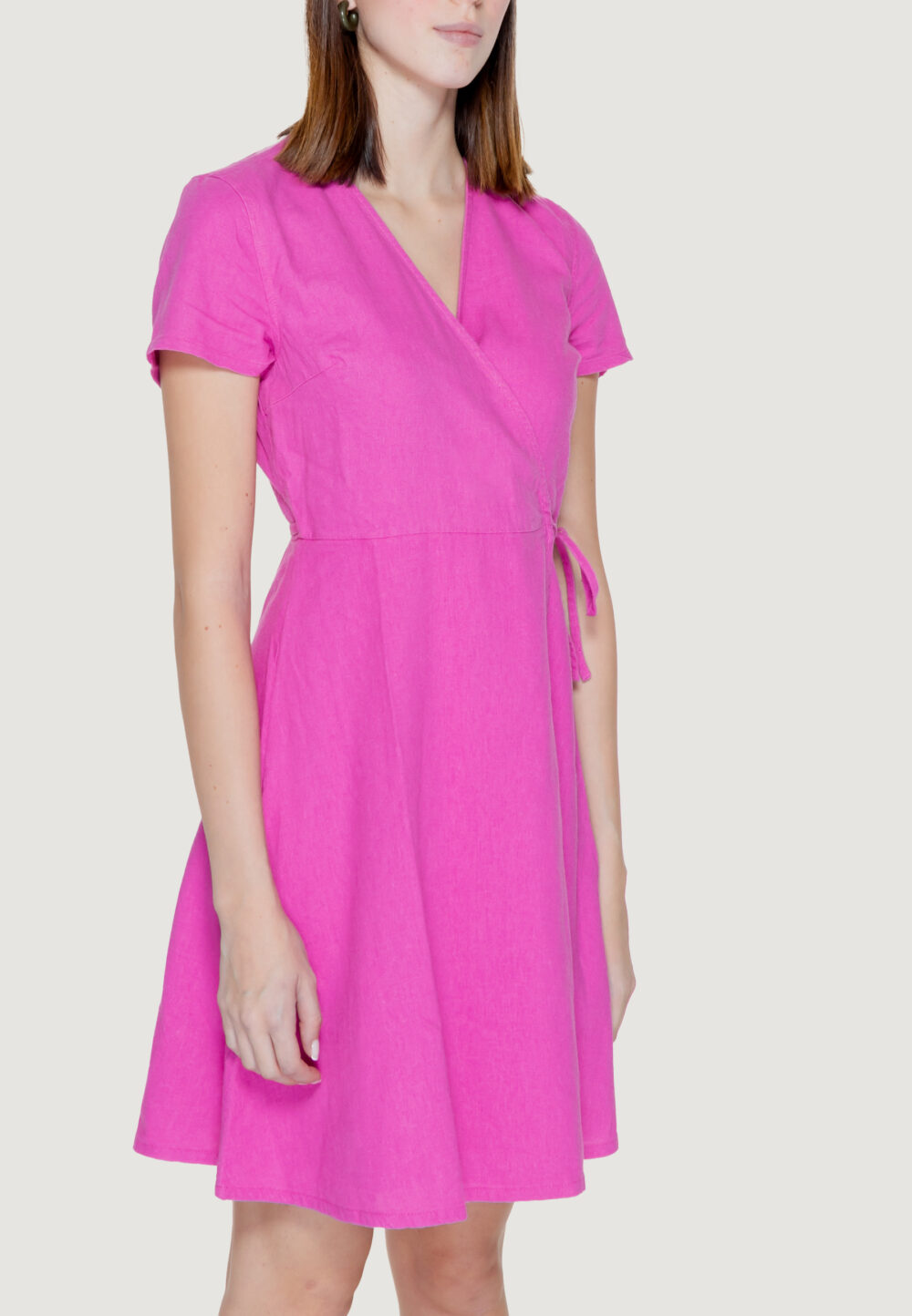 Vestito midi Only onladdiction-caro s/s linen cc Rosa - Foto 3