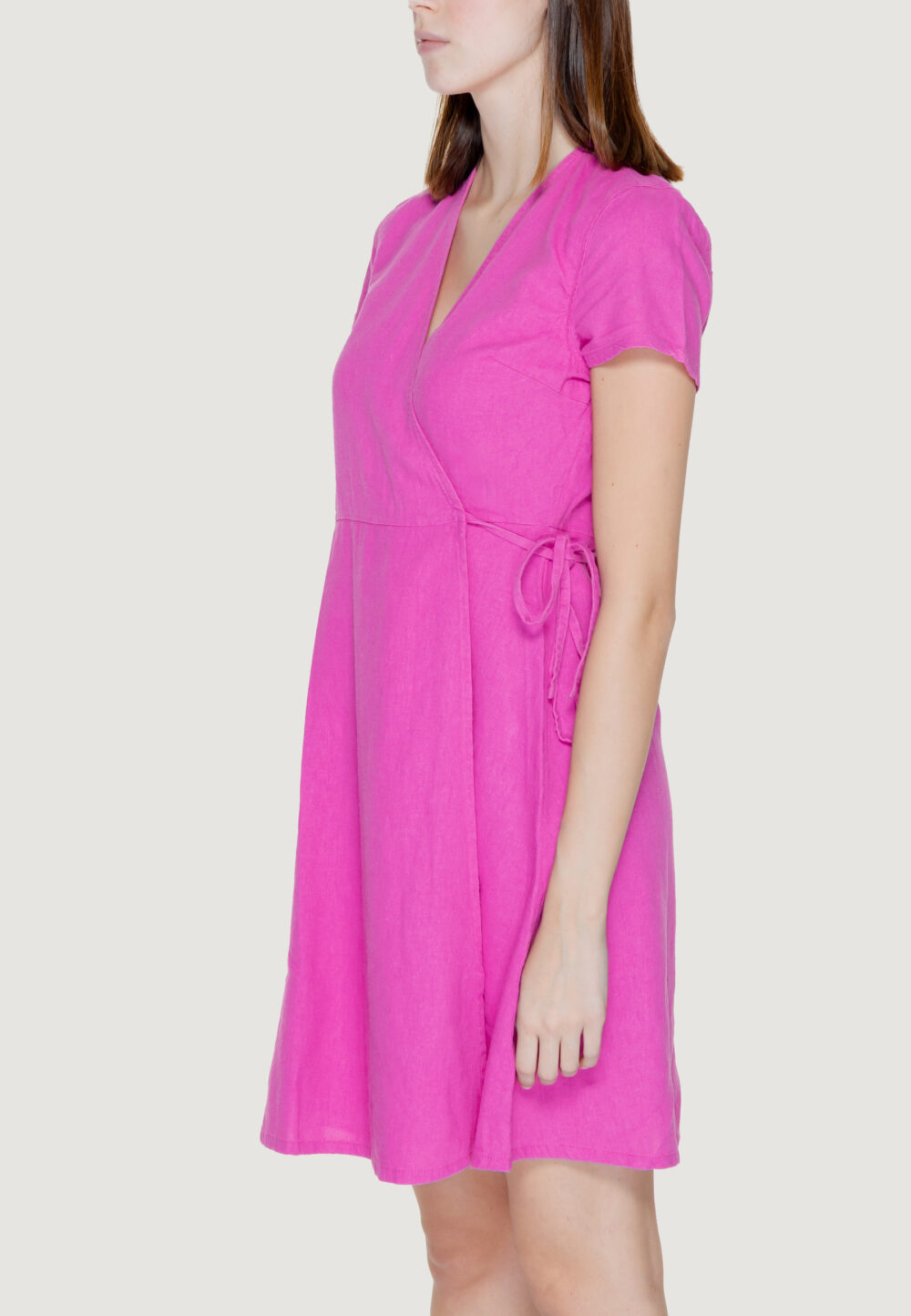 Vestito midi Only onladdiction-caro s/s linen cc Rosa - Foto 4