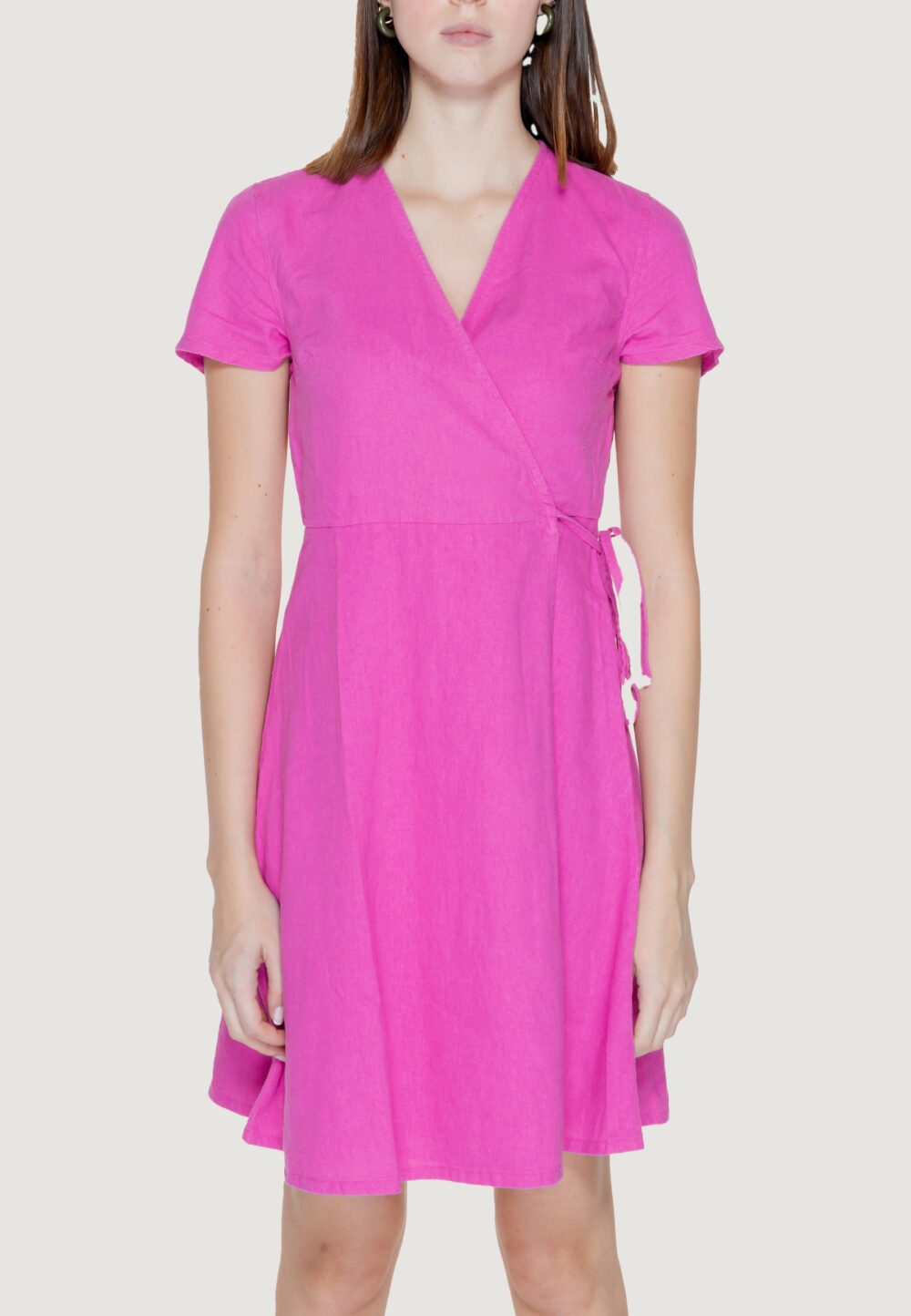 Vestito midi Only onladdiction-caro s/s linen cc Rosa - Foto 5