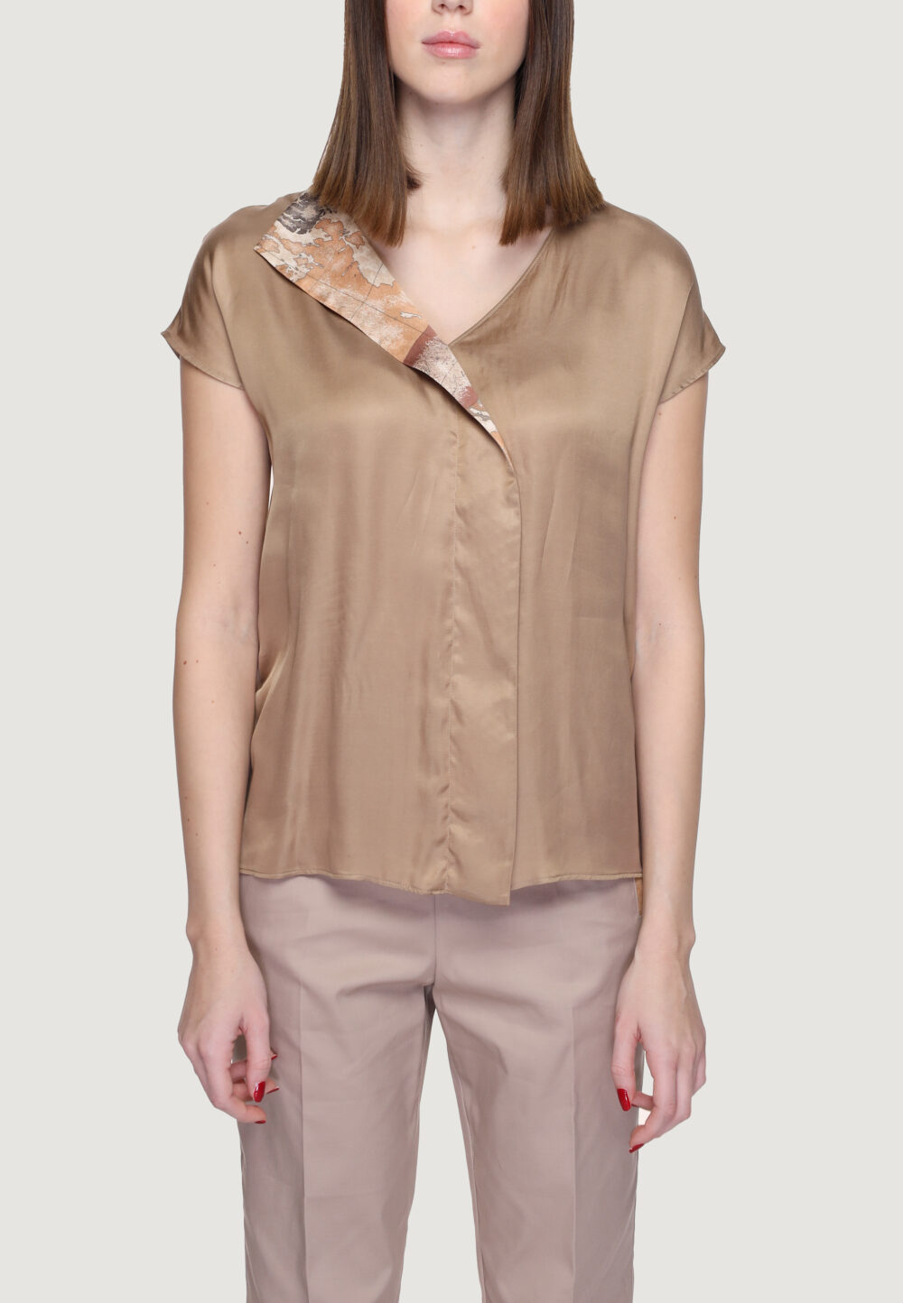 Blusa manica corta Alviero Martini Prima Classe Beige - Foto 1