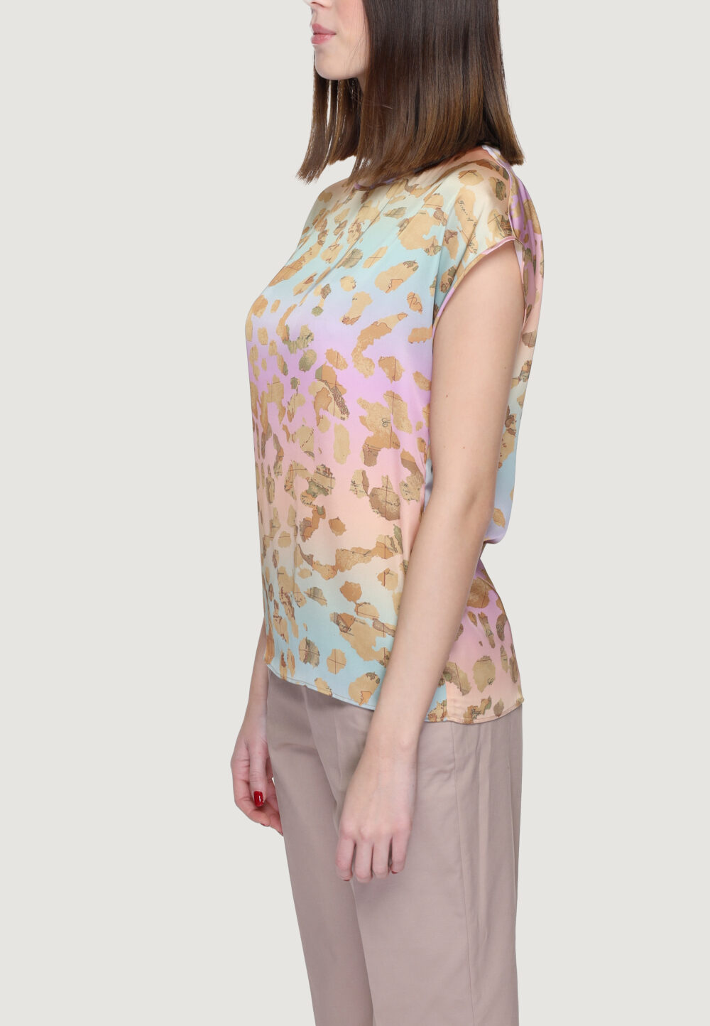 Blusa manica corta Alviero Martini Prima Classe Beige - Foto 4