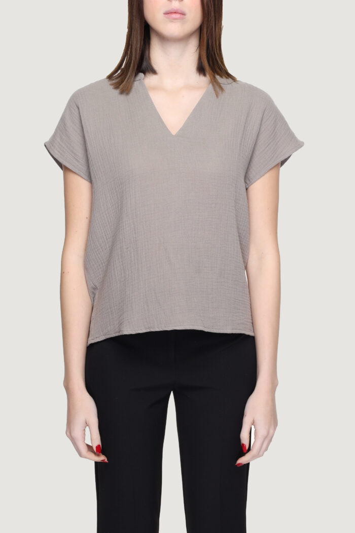 Blusa manica corta Jacqueline de Yong dytheis life s/s top wvn dia Taupe