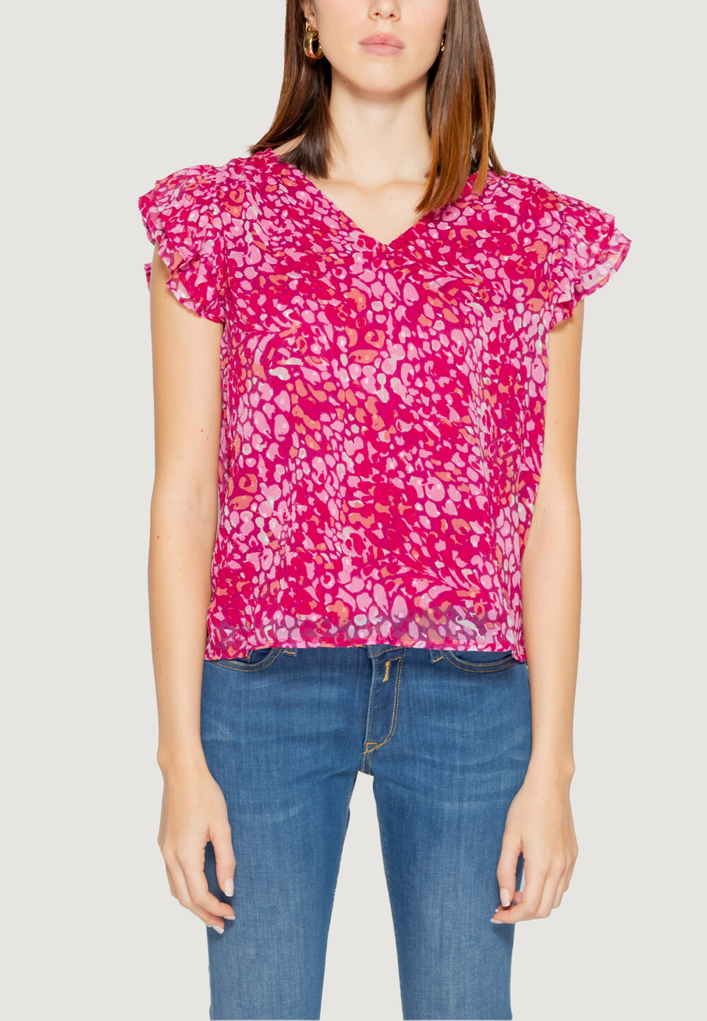 Blusa manica corta Only onljosefina s/s v-neck ptm Magenta - Foto 1