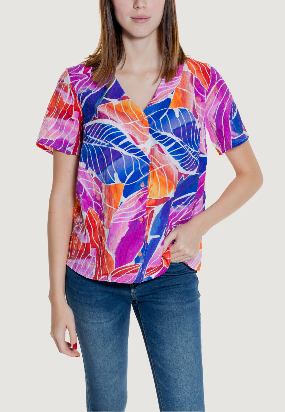 Blusa manica corta Vila Clothes vilimia osa v-neck s/s Rosa - Foto 1