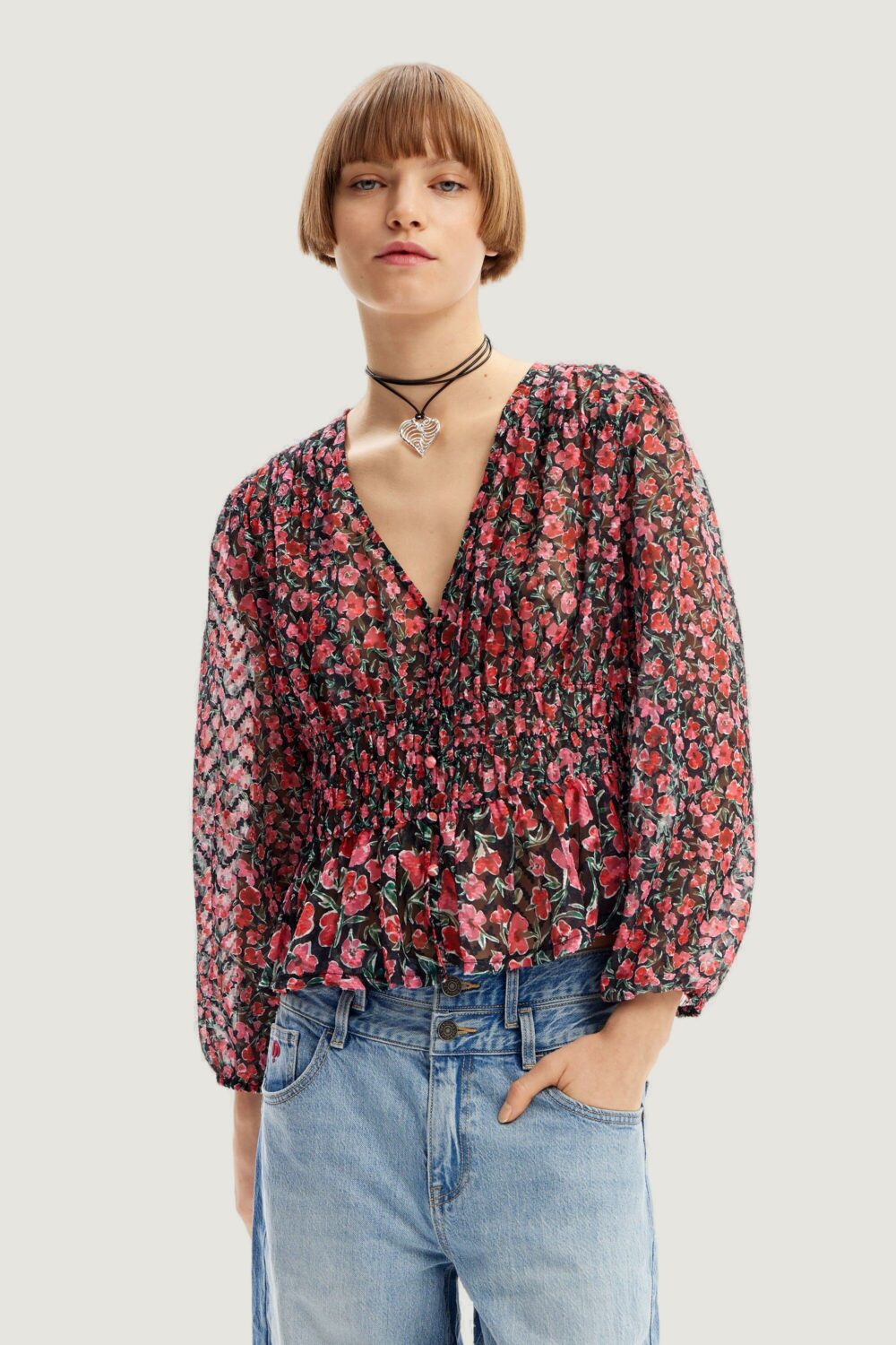 Bluse manica lunga Desigual zoÉ Nero - Foto 1