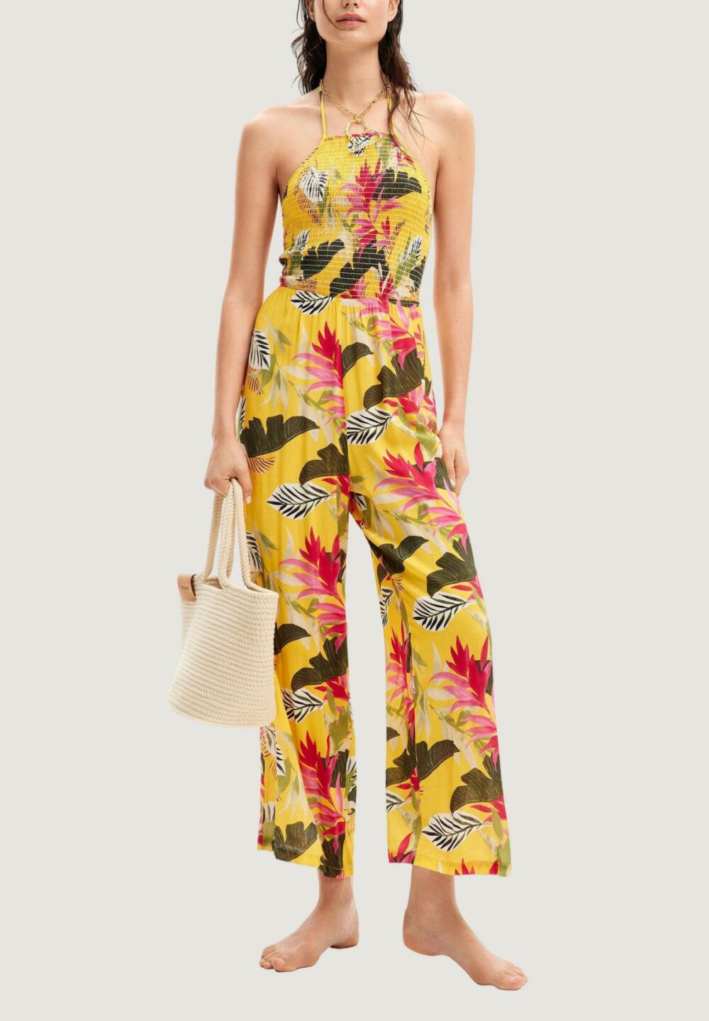 Caftano Desigual jumpsuit tropical Giallo - Foto 1