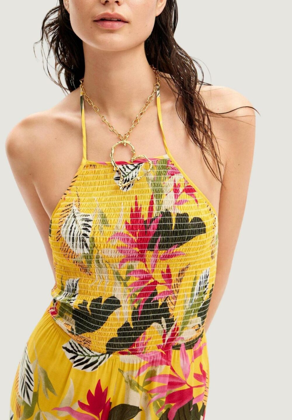 Caftano Desigual jumpsuit tropical Giallo - Foto 2