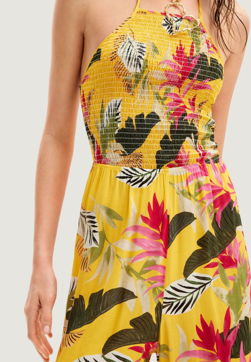 Caftano Desigual jumpsuit tropical Giallo - Foto 5