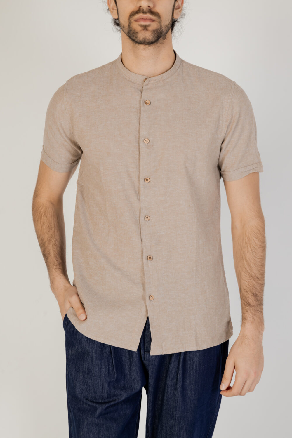 Camicia manica corta HAMAKI-HO Beige scuro - Foto 1