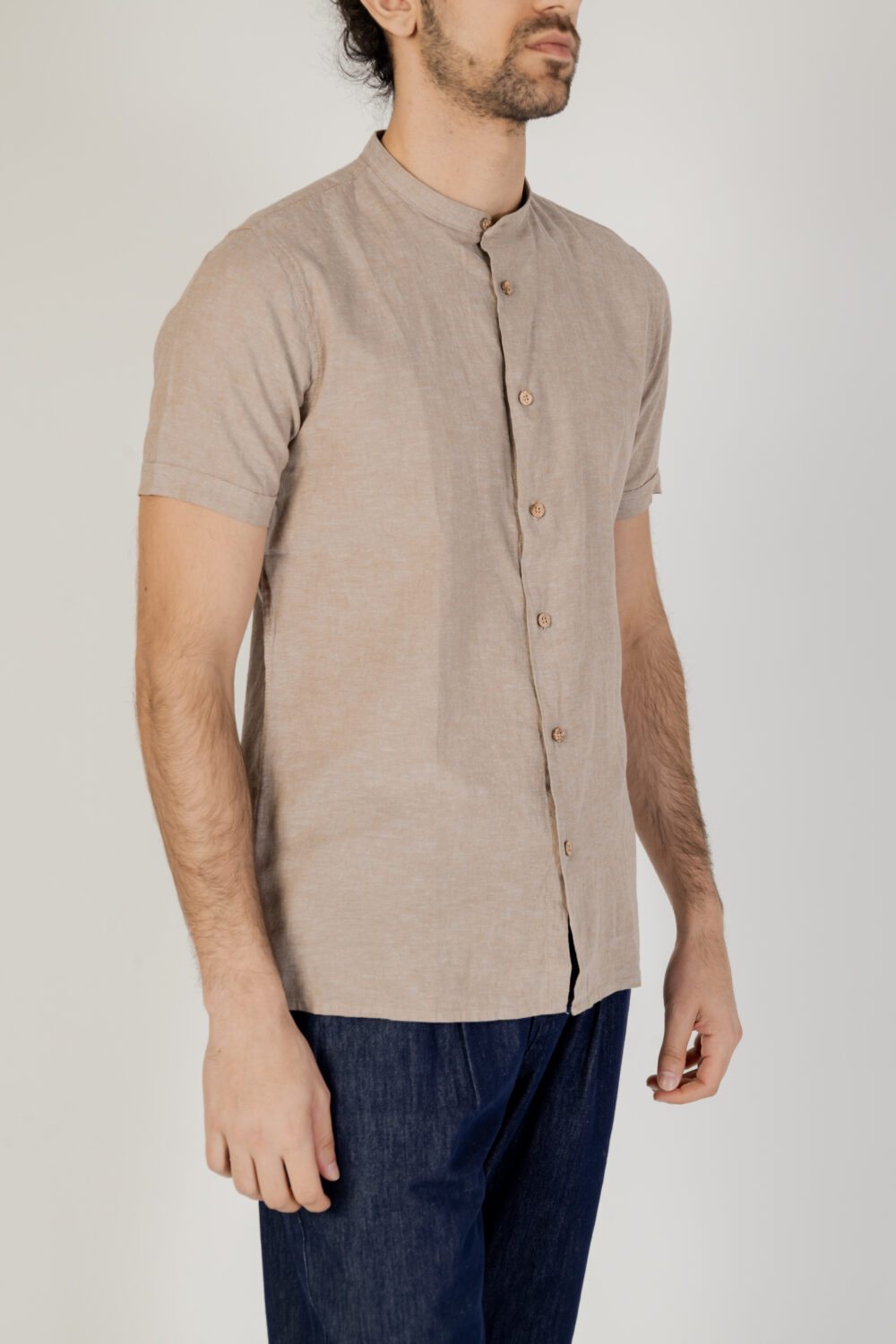 Camicia manica corta HAMAKI-HO Beige scuro - Foto 4