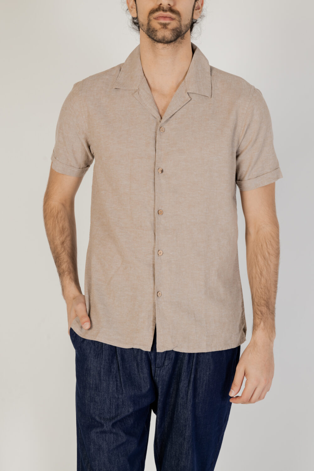 Camicia manica corta HAMAKI-HO Beige scuro - Foto 1