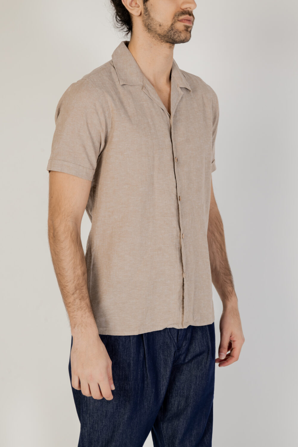 Camicia manica corta HAMAKI-HO Beige scuro - Foto 4