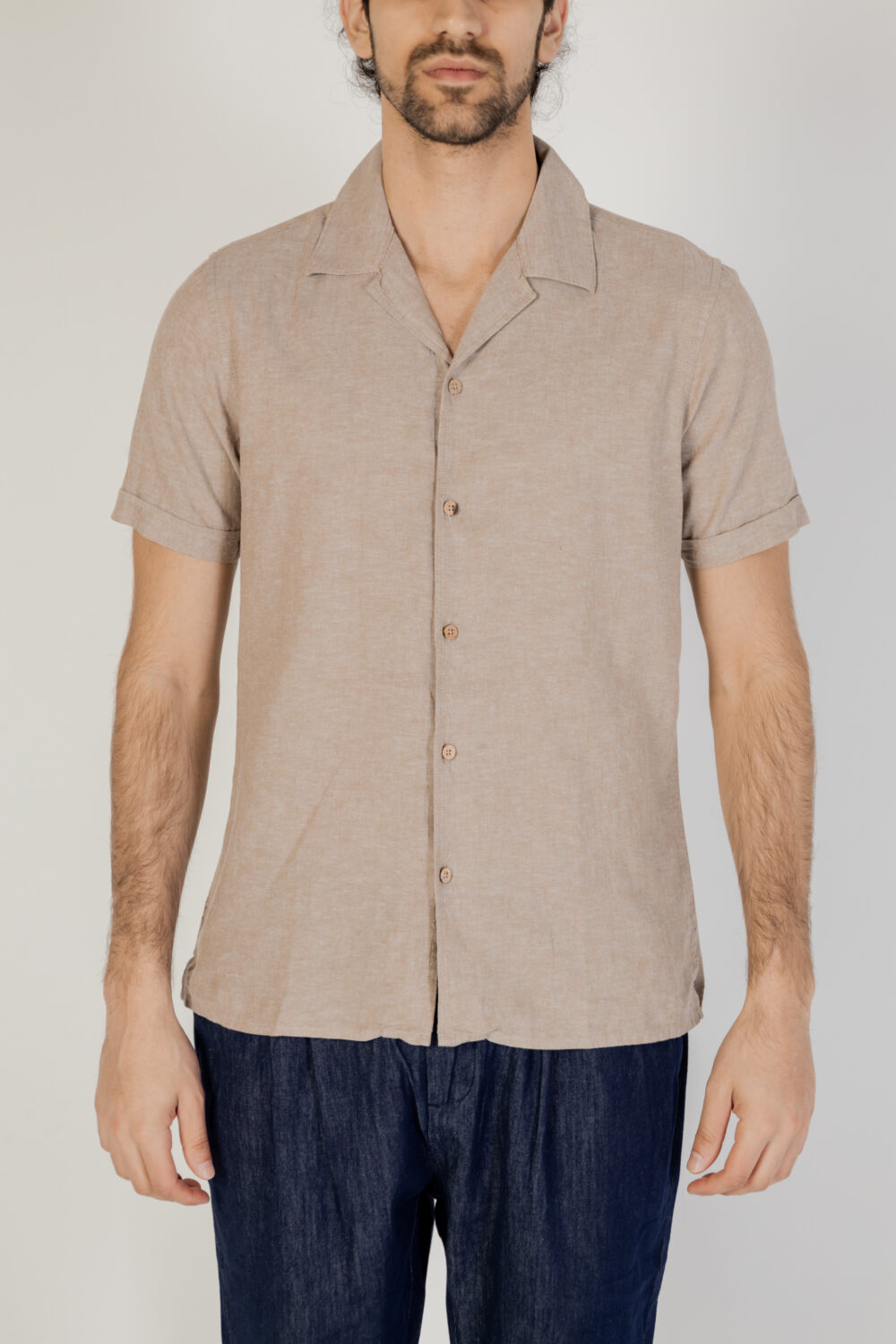 Camicia manica corta HAMAKI-HO Beige scuro - Foto 6