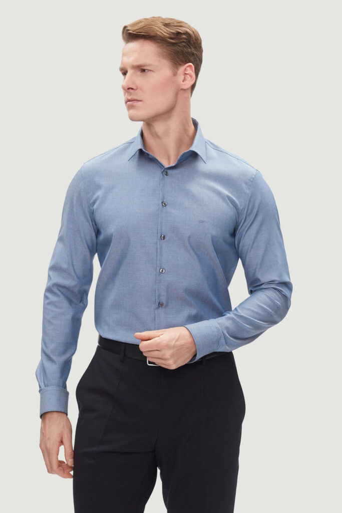 Camicia manica lunga Calvin Klein stretch collar 2colo Blu Chiaro