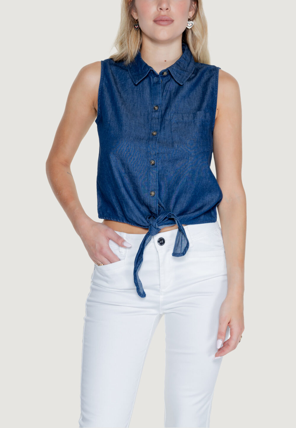 Camicia manica corta Jacqueline de Yong jdykai s/l wvn Dark Blue Denim - Foto 1