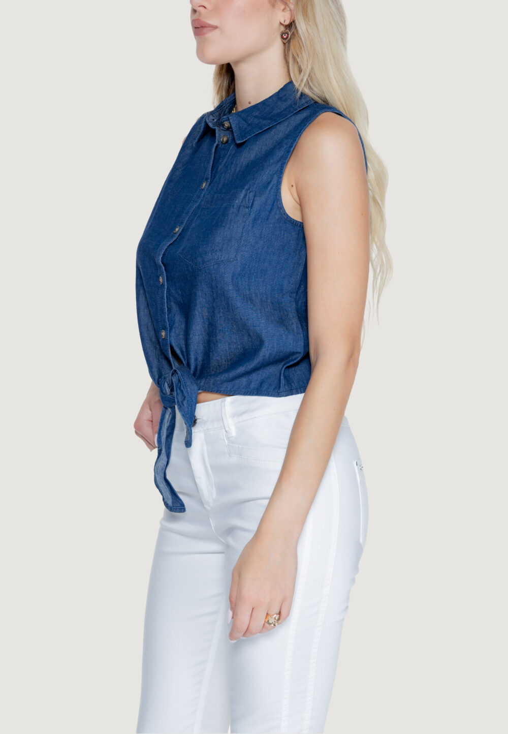 Camicia manica corta Jacqueline de Yong jdykai s/l wvn Dark Blue Denim - Foto 3