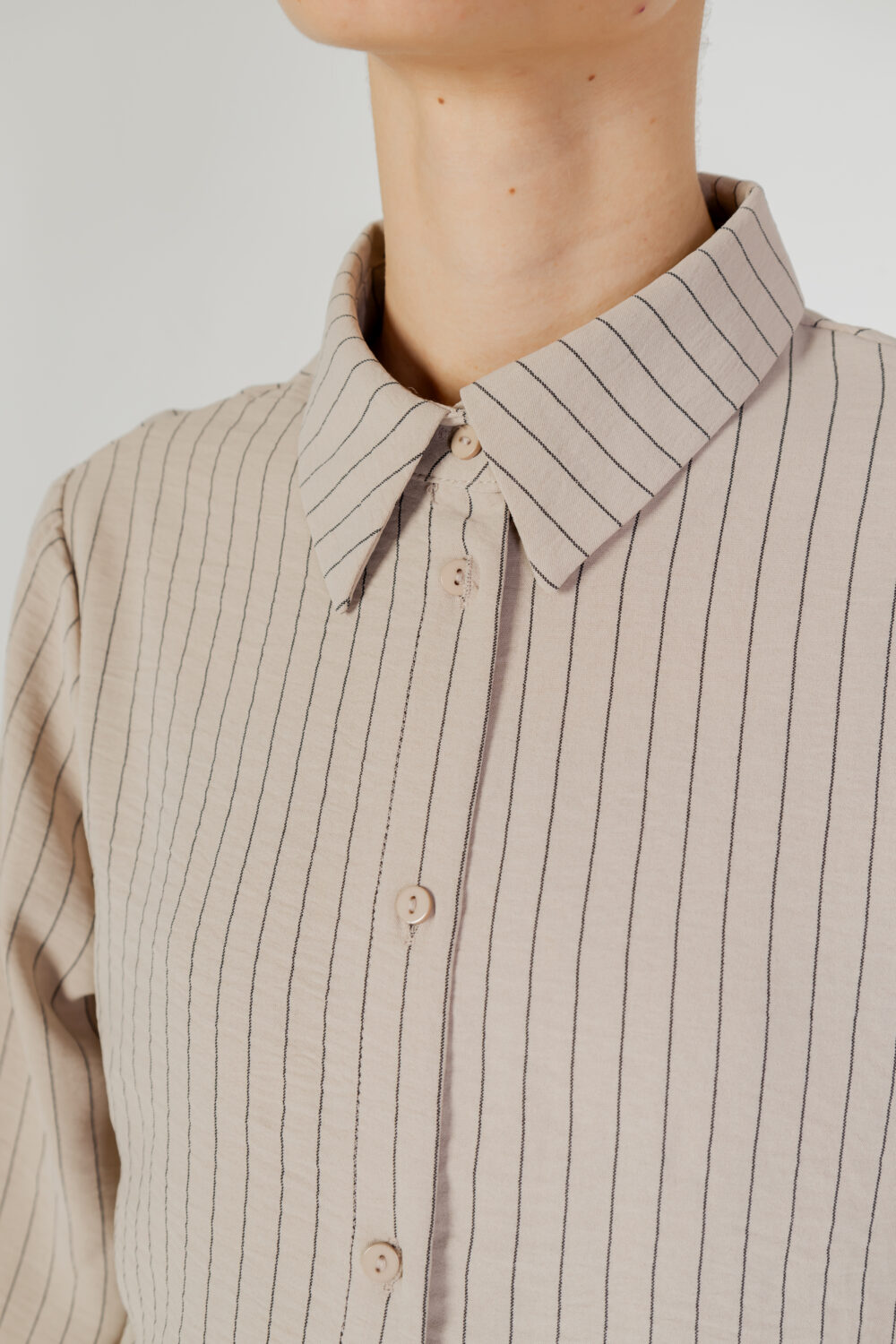 Camicia manica lunga Only onlmette ls striped wvn Beige scuro - Foto 2