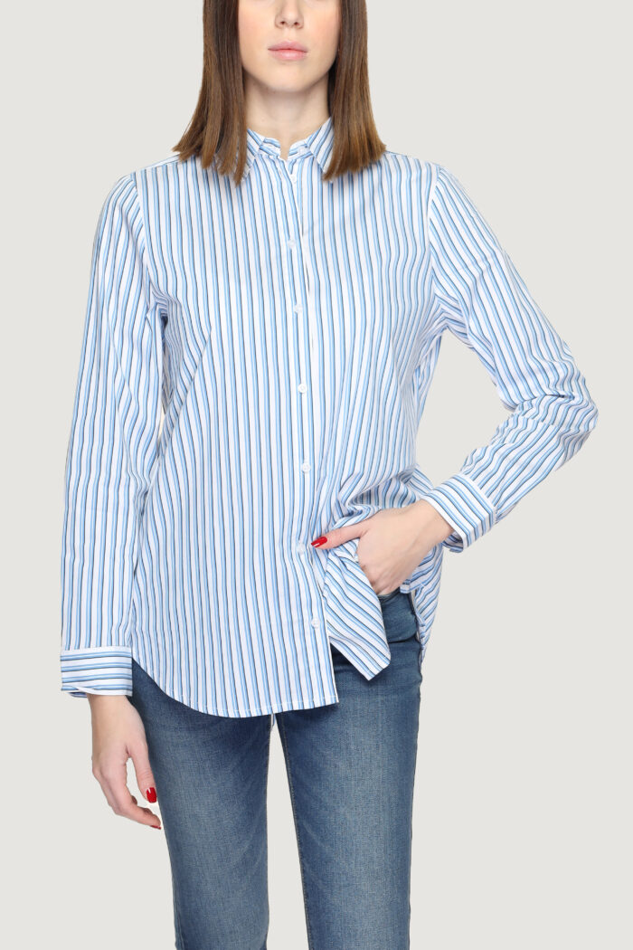 Camicia manica lunga Street One qr striped business blouse Celeste