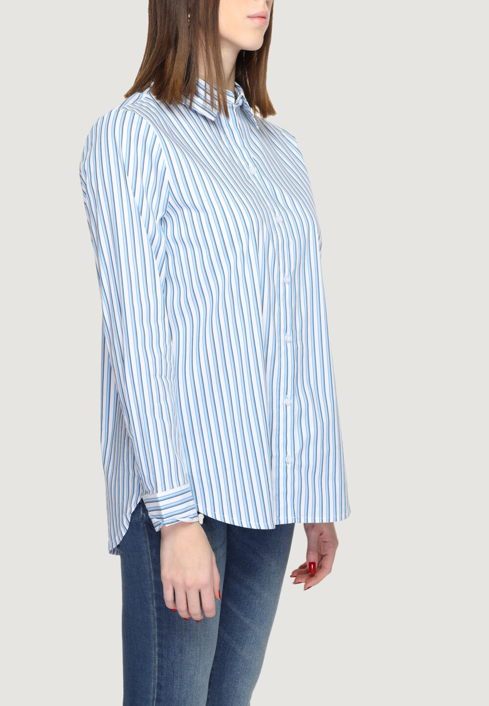 Camicia manica lunga Street One qr striped business blouse Celeste - Foto 3