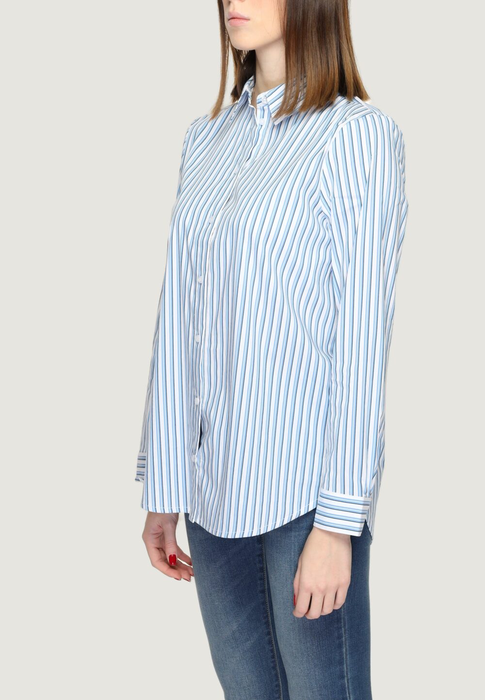 Camicia manica lunga Street One qr striped business blouse Celeste - Foto 5