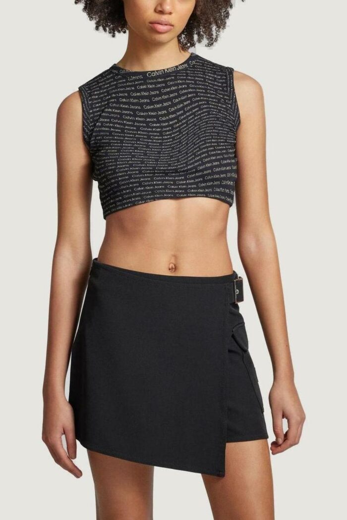 Canotta Calvin Klein Jeans aop cropped tank Nero