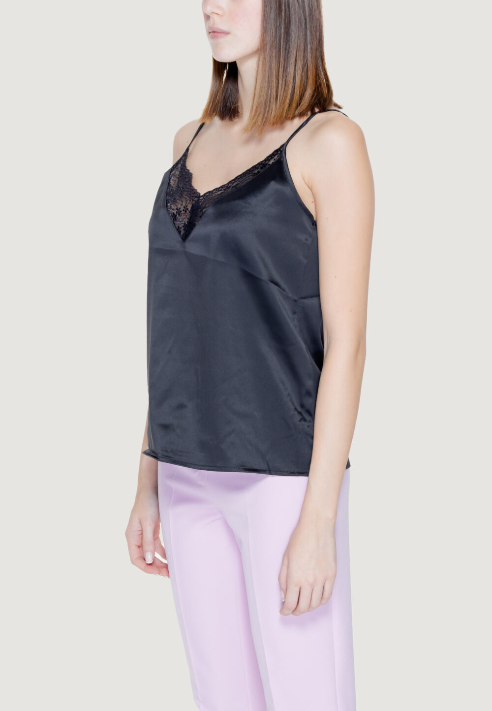 Canotta Only onlvictoria sl lace mix singlet wvn Nero - Foto 3