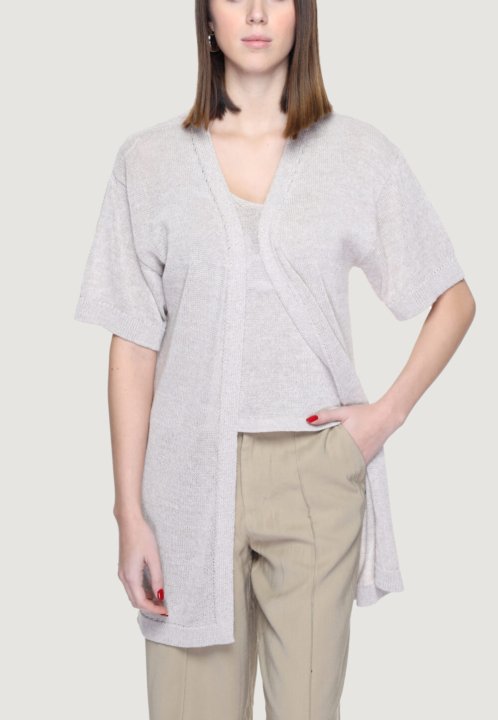 Cardigan Jacqueline de Yong jdyshine life l/s open kimono knt Beige - Foto 1