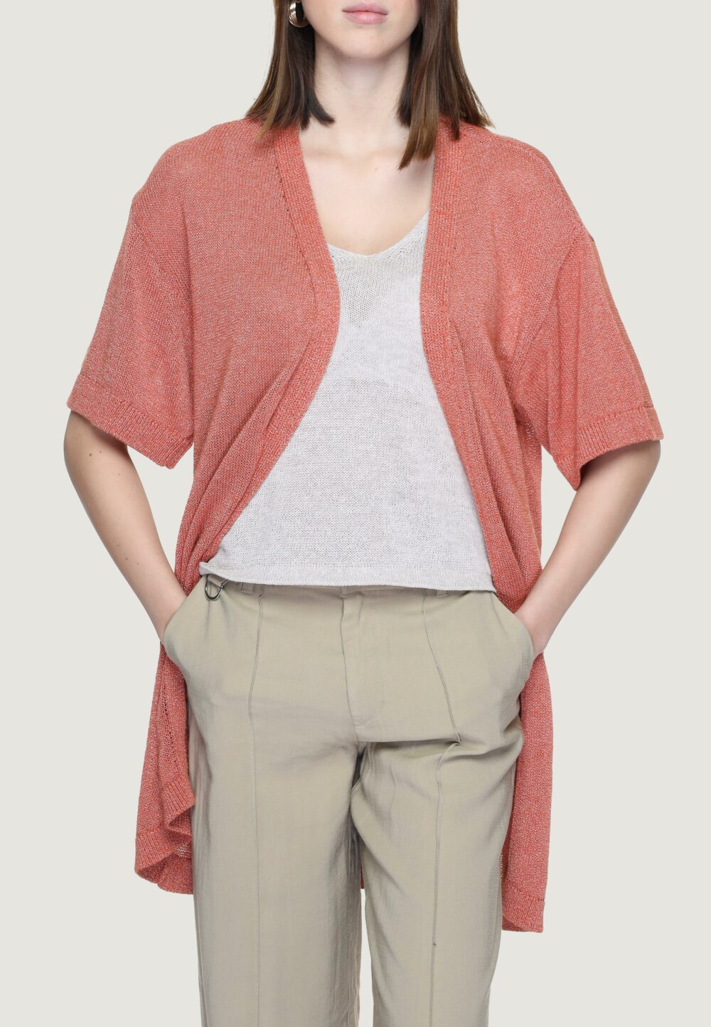 Cardigan Jacqueline de Yong jdyshine life l/s open kimono knt Mattone - Foto 1